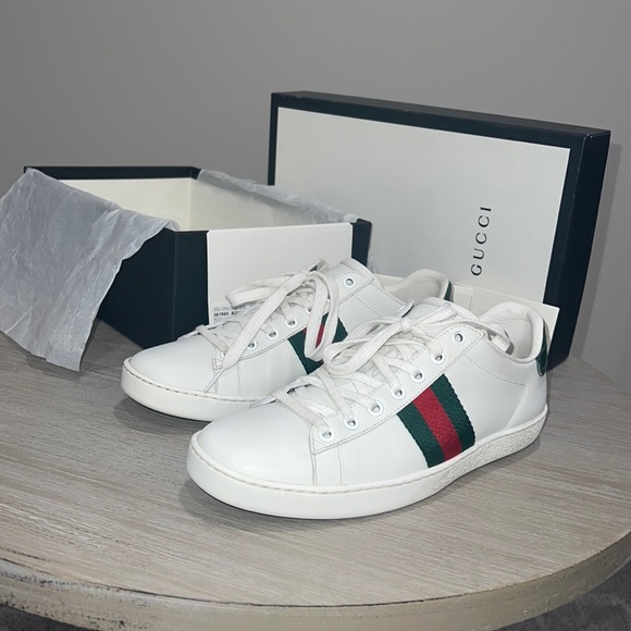 Gucci Shoes - Gucci
Ace Leather Sneakers With Web Detail